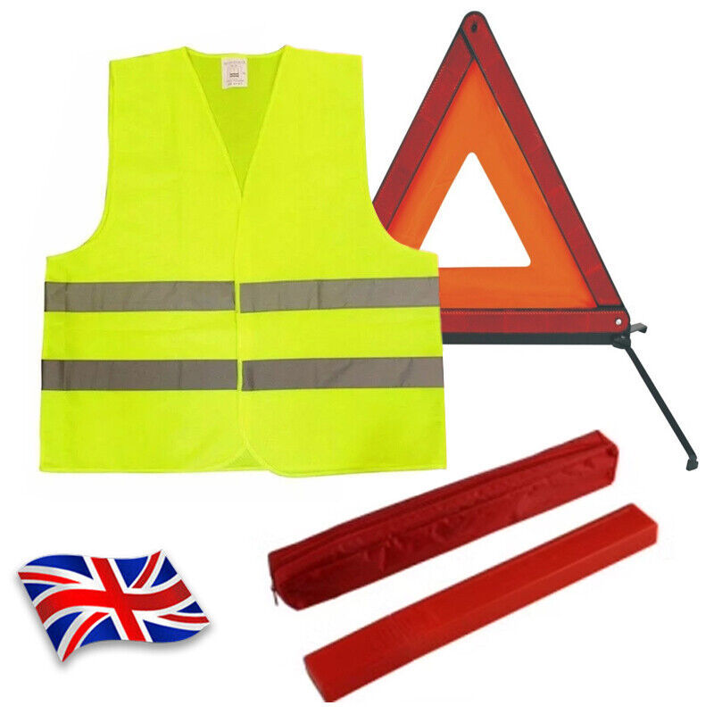 Car Warning Triangle Reflective Emergency Breakdown & High Visibility Vest