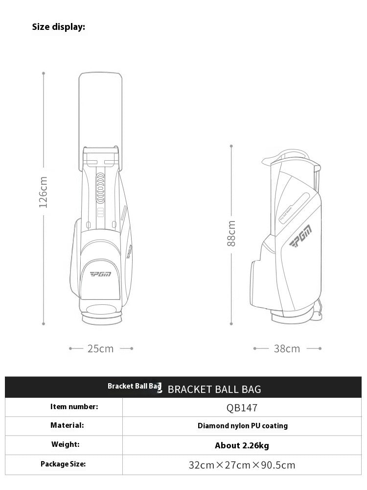 Golf Bag Bracket Insertion Pole Backpack Ball Bag