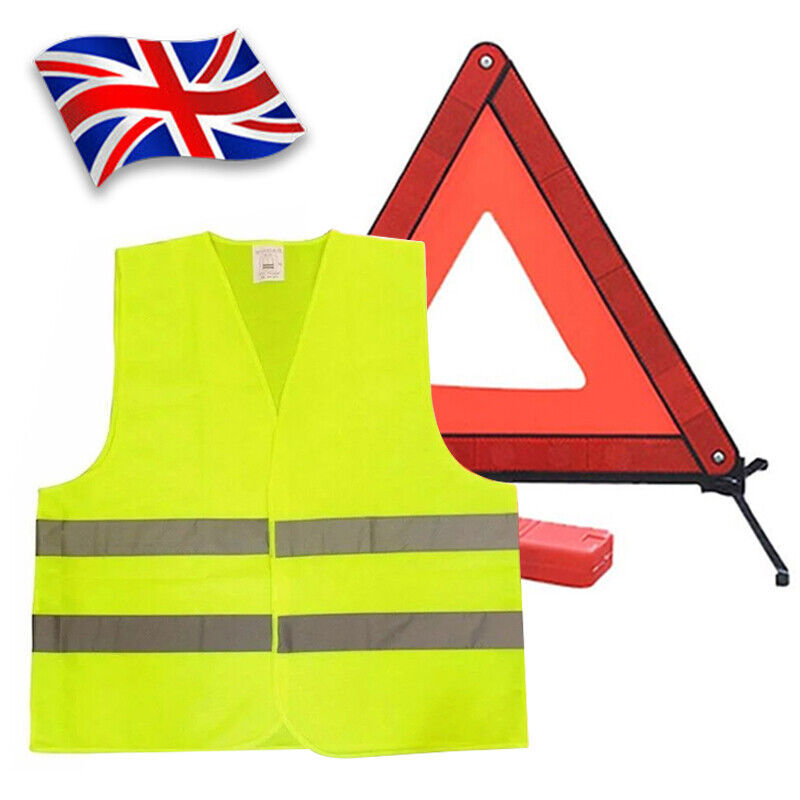 Car Warning Triangle Reflective Emergency Breakdown & High Visibility Vest