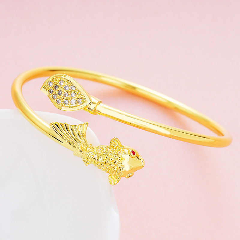 Gold Color Copper Bracelets for Women Charm Opening Bracele Fashion jewelry