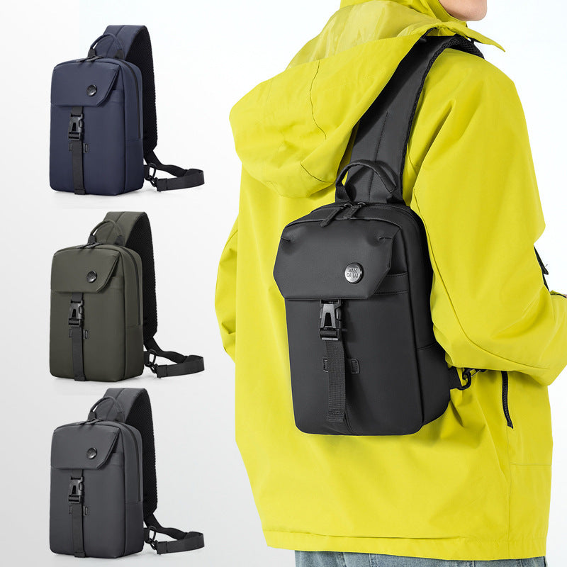 Men's Casual Backpack Large Capacity Shoulder Trendy Simple Design Practical Slanted Chest Bag