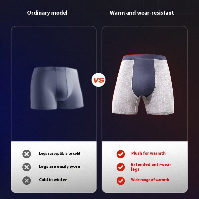 Fleece-lined Thickend Anti-wear Leg Lengthened Autumn And Winter Middle-aged And Elderly Boxers