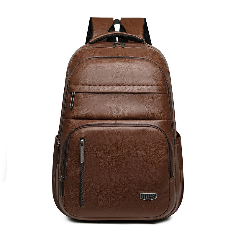 PU Soft Leather Backpack Large Capacity Men