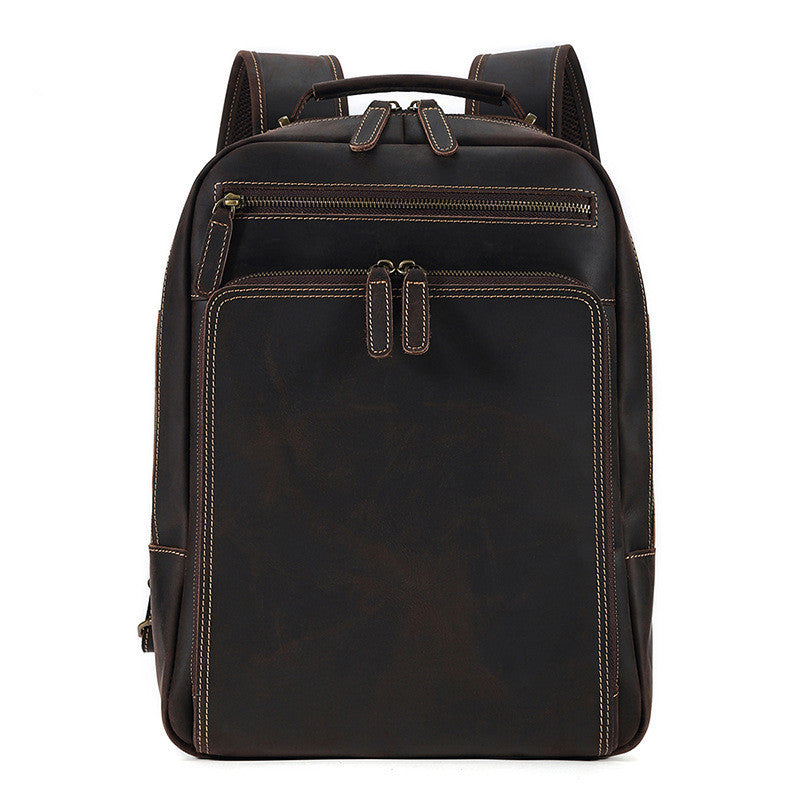 Backpack Men's Crazy Horse Leather Large Capacity