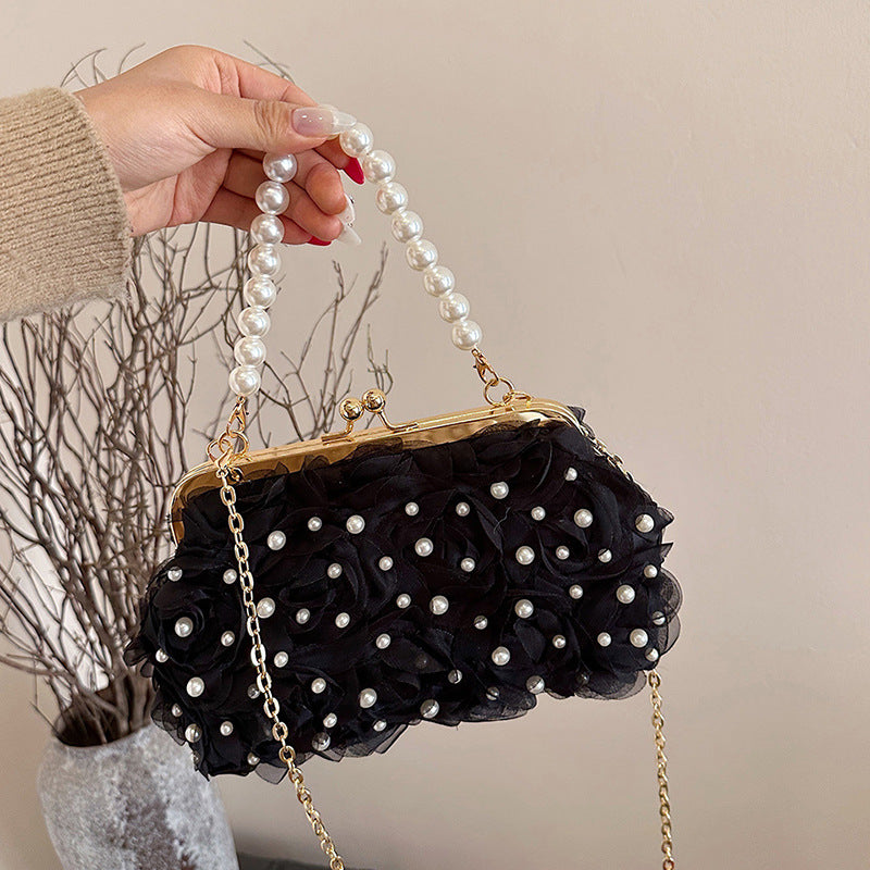 Women's Dinner Flower Clipped Button Shell Bag
