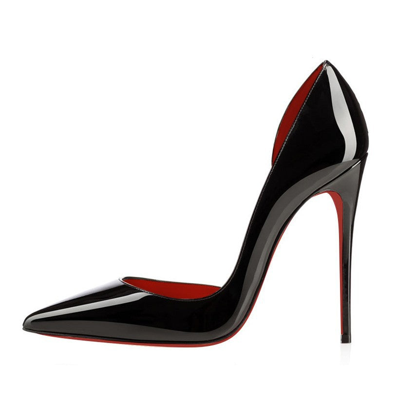 Beautiful Side Empty Red Background Nude High Heels