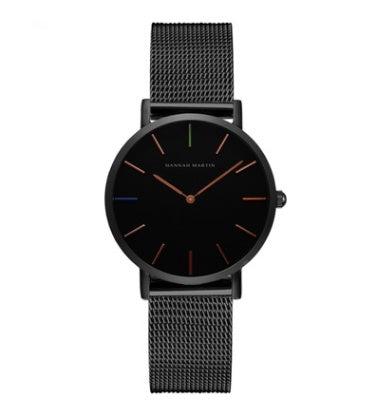 Japan Quartz Movement High Quality 36mm Hannah Martin Women Stainless Steel Mesh Rose Gold Waterproof Ladies Watch