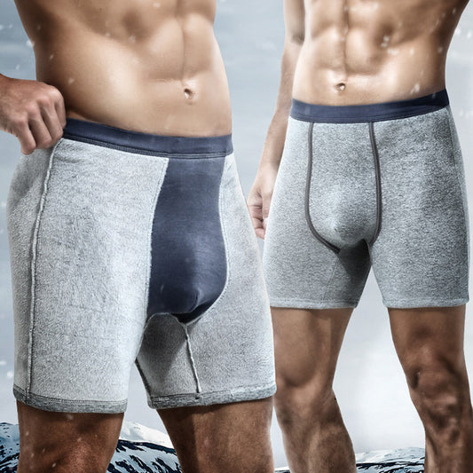 Fleece-lined Thickend Anti-wear Leg Lengthened Autumn And Winter Middle-aged And Elderly Boxers